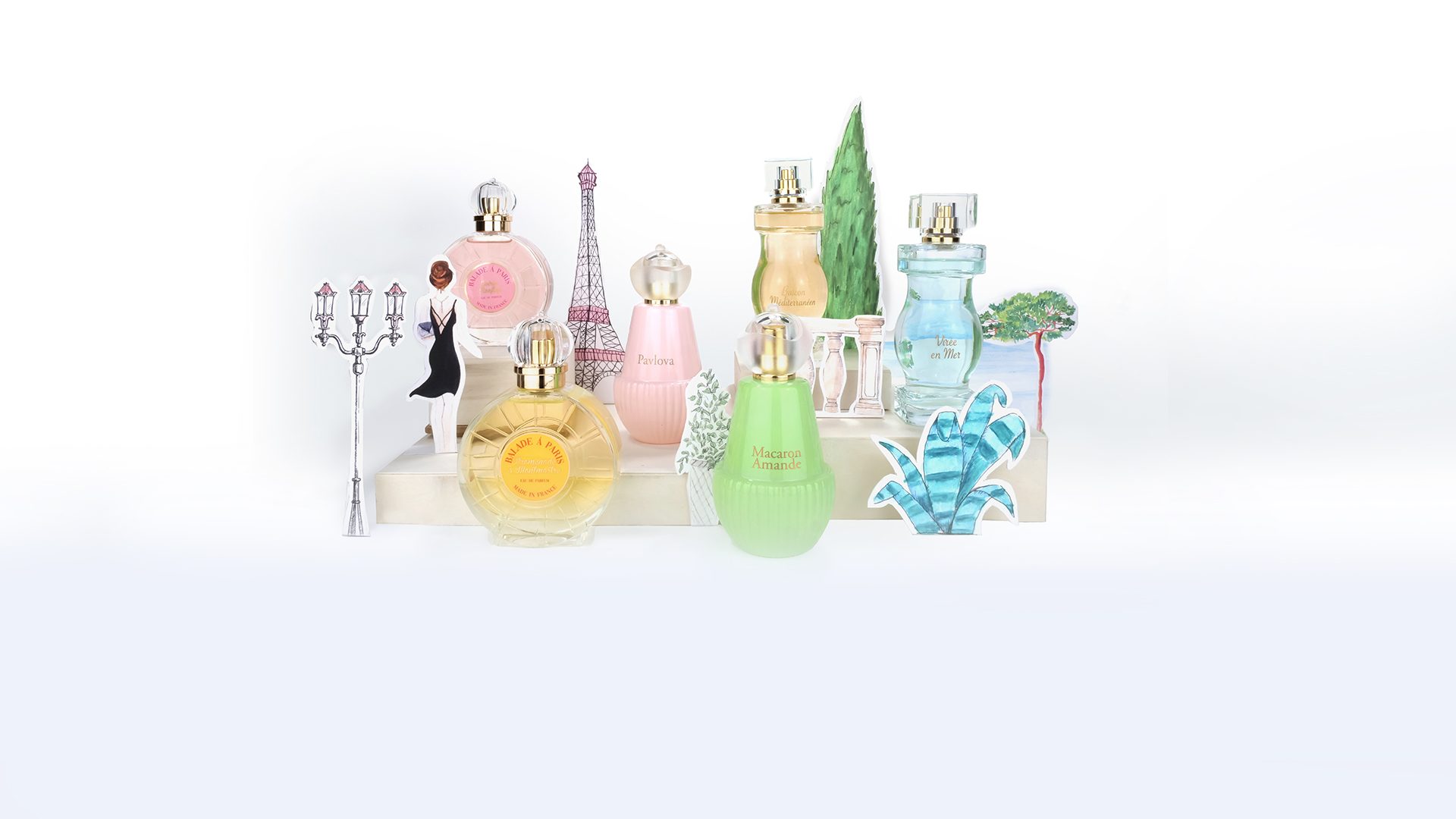 Mise en scène des eaux de parfums femme the French Way of Life